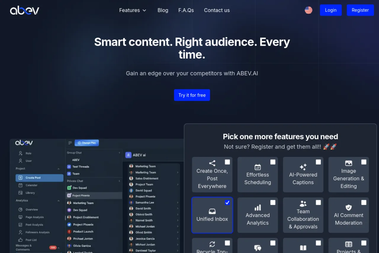 Abev.ai — AI Social Media Management preview
